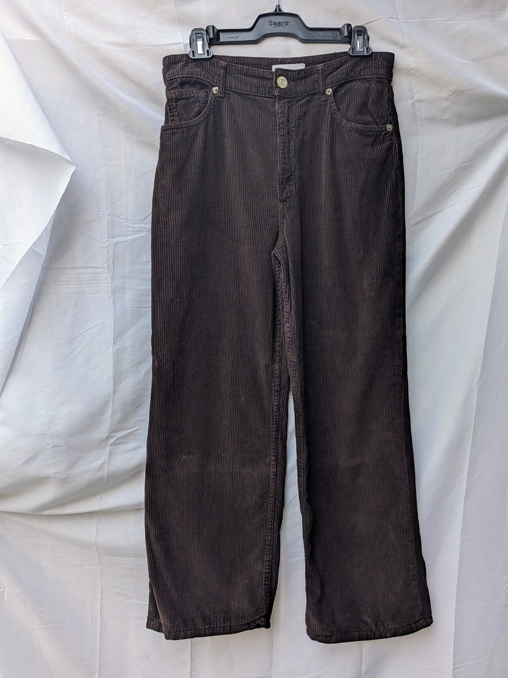 Zara Corduroy High Rise Wide Leg Trousers Dark Academia Minimalism - Picture 4 of 16